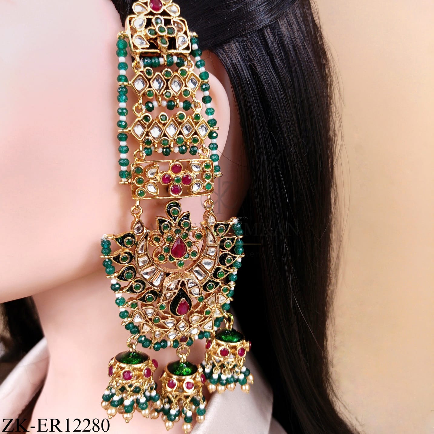 EMERALD KUNDAN EARRINGS