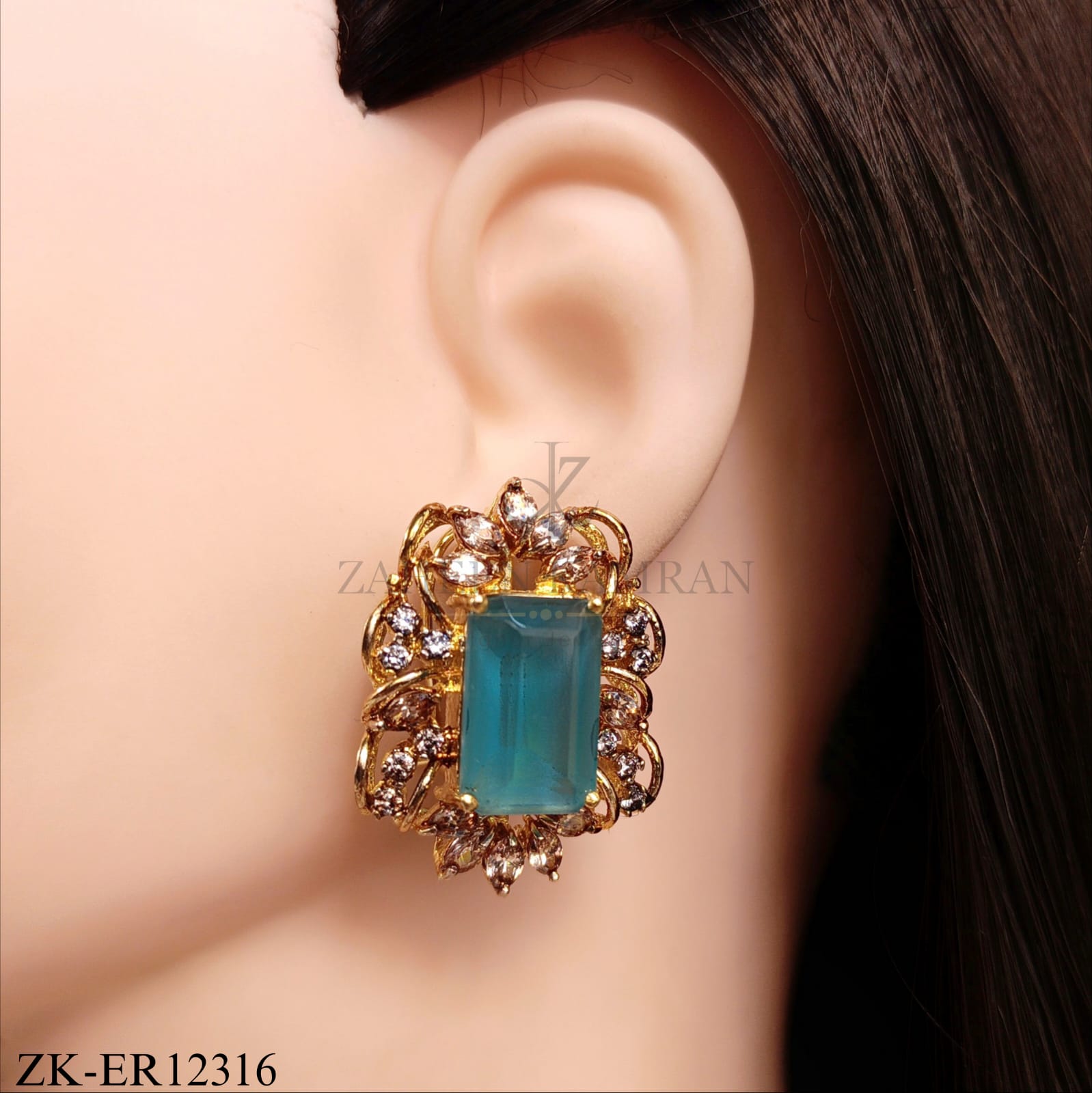 TEAL STONE EARRINGS