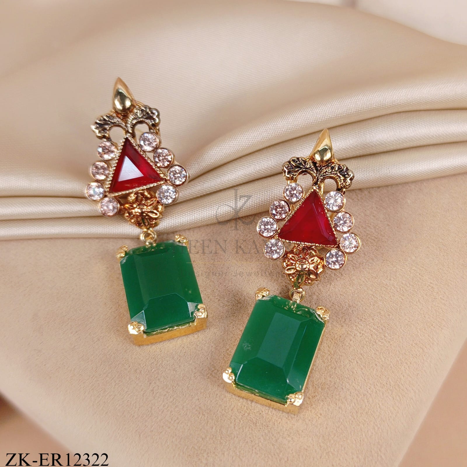 RUBY EMERALD EARRINGS
