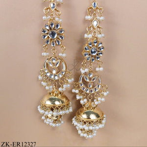 THREE-TIER KUNDAN EARRINGS