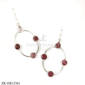 925 RUBY HOOPS EARRINGS