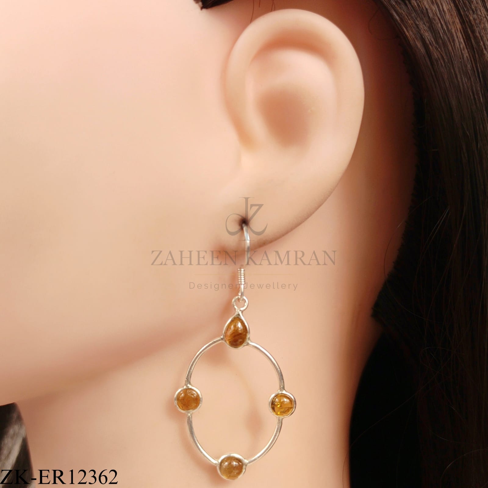 925 AMBER HOOPS EARRINGS