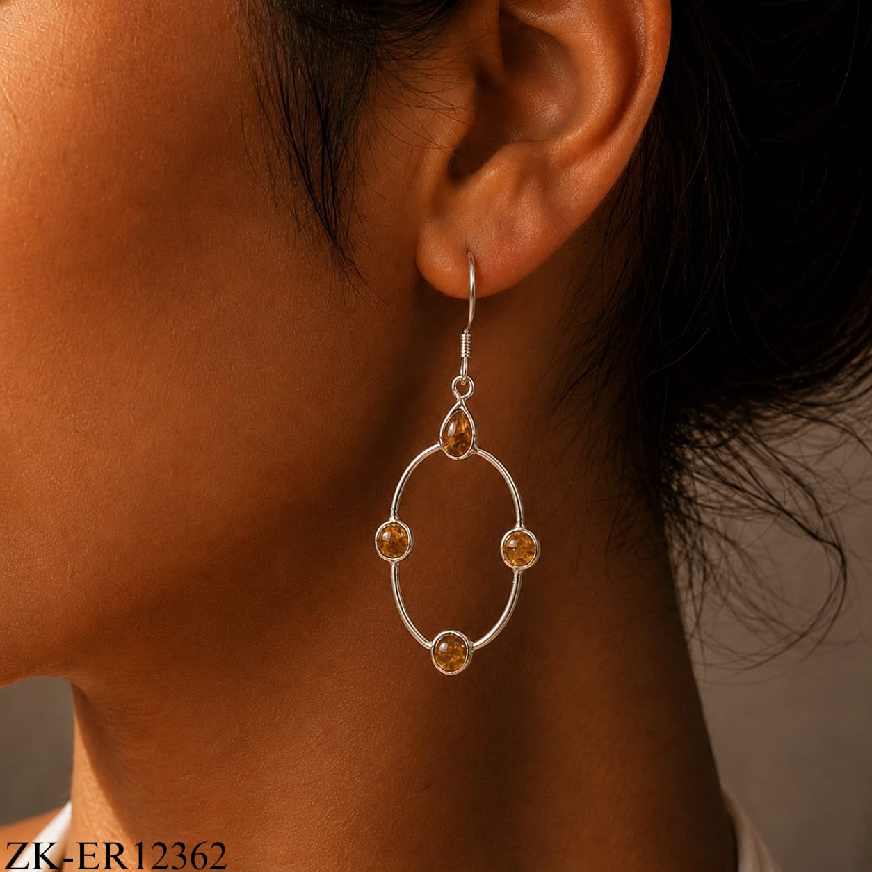 925 AMBER HOOPS EARRINGS