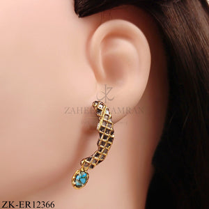 925 CURVED TEAL EARRINGS