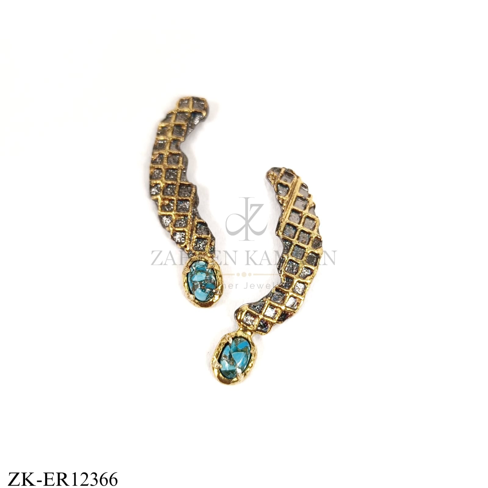 925 CURVED TEAL EARRINGS