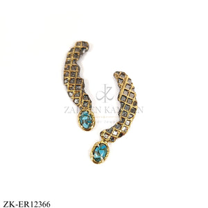 925 CURVED TEAL EARRINGS