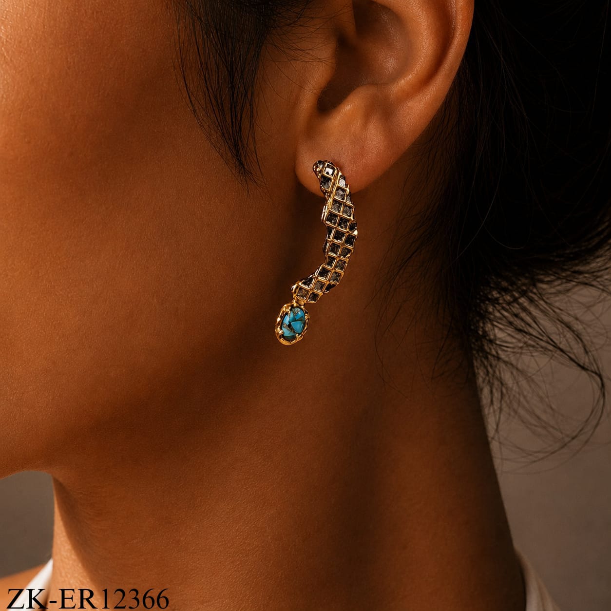925 CURVED TEAL EARRINGS