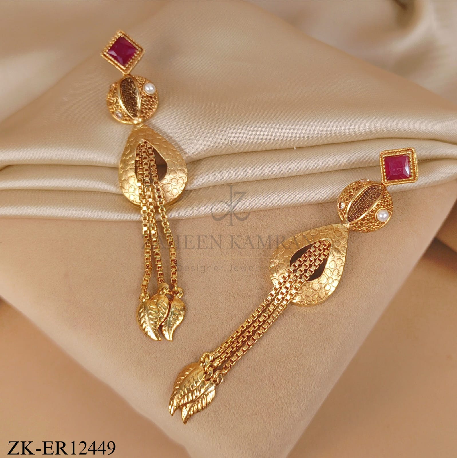 RUBY LEAF EARRINGS
