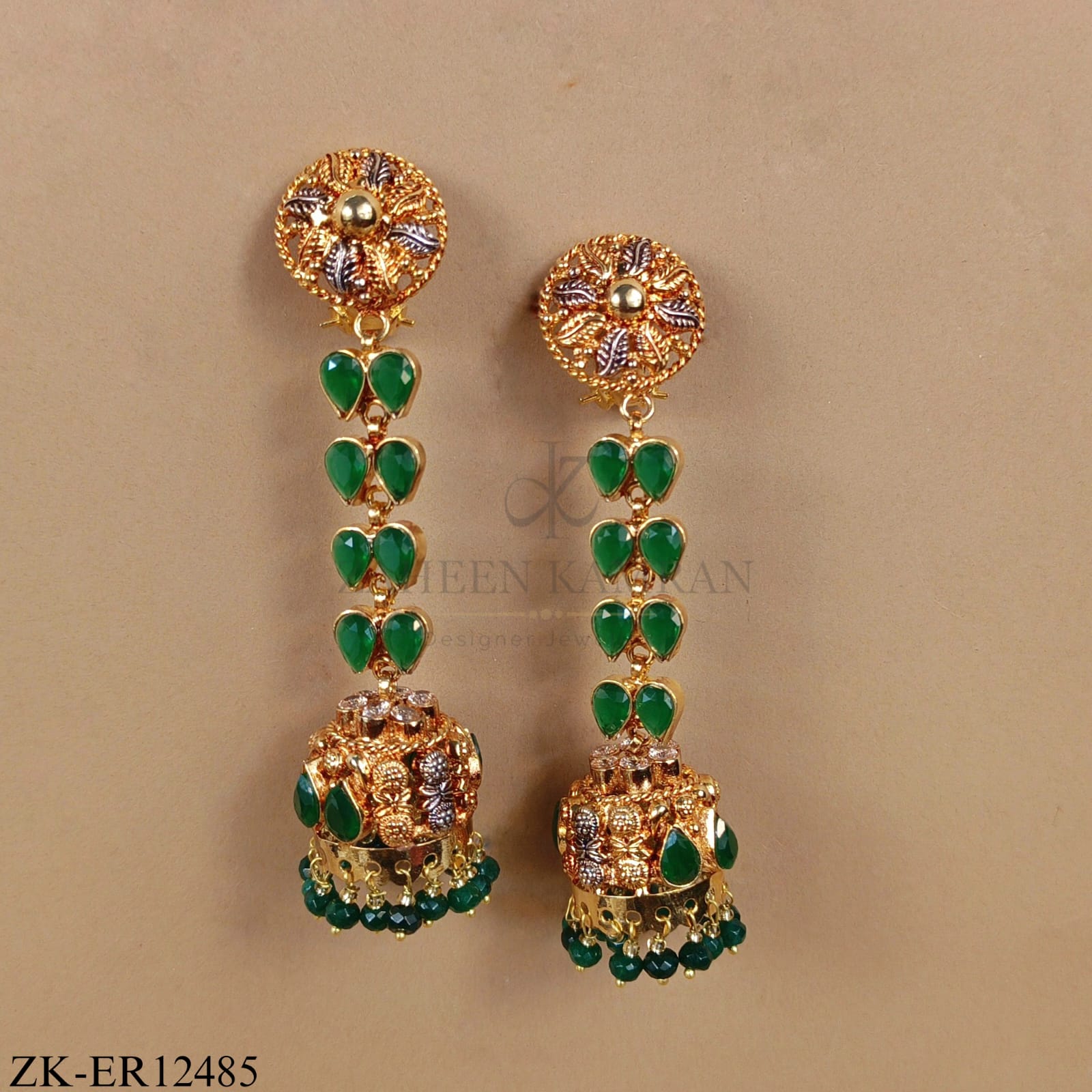 EMERALD GOLD DROP EARRINGS