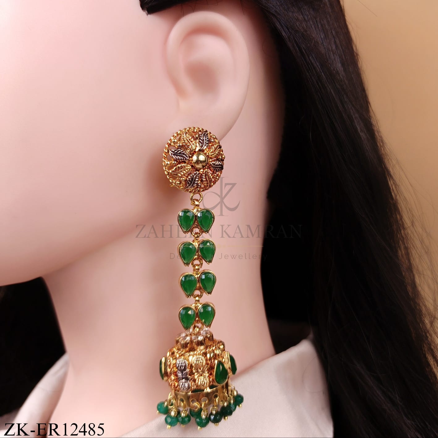 EMERALD GOLD DROP EARRINGS