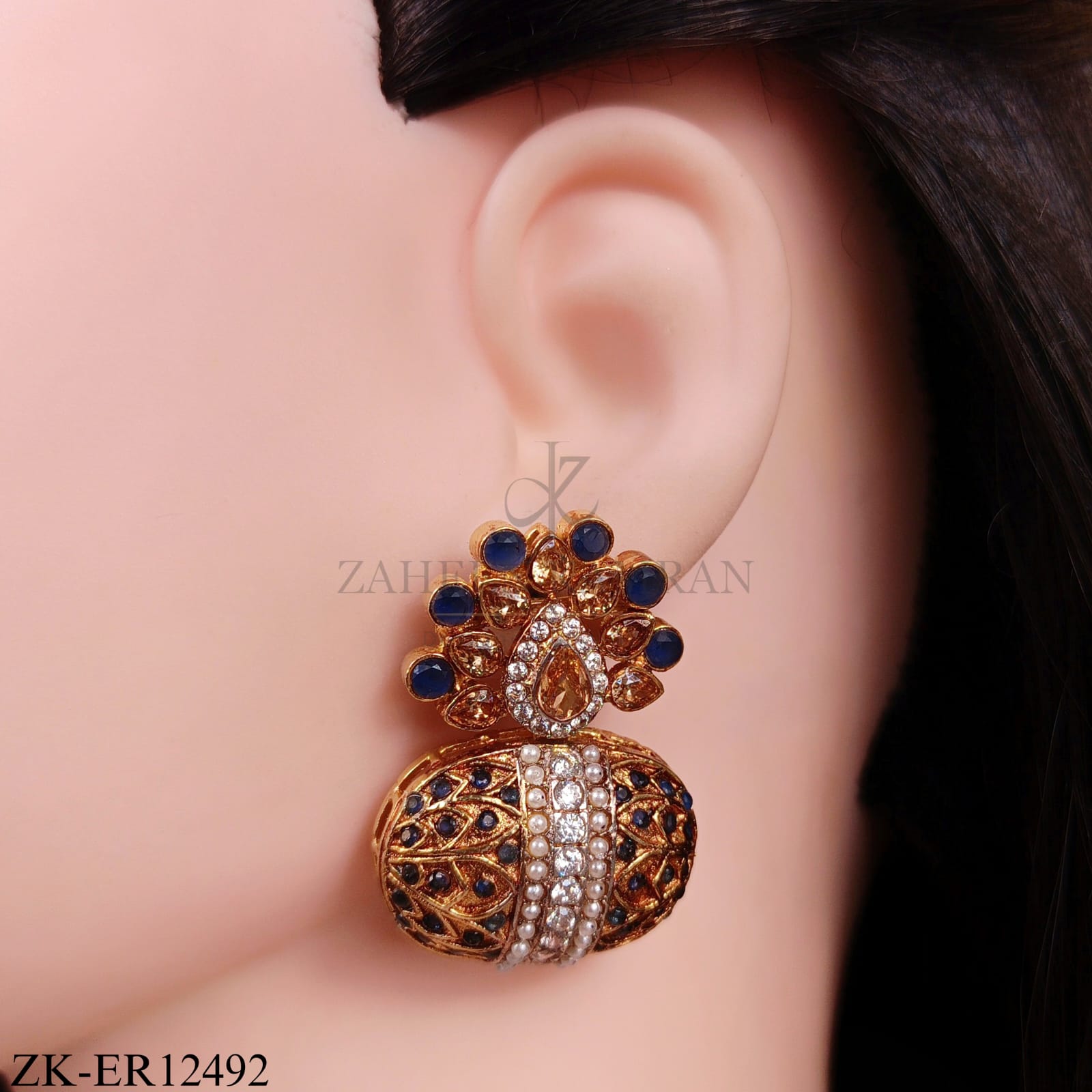 SAPPHIRE DOME ZIRCONIAN EARRINGS