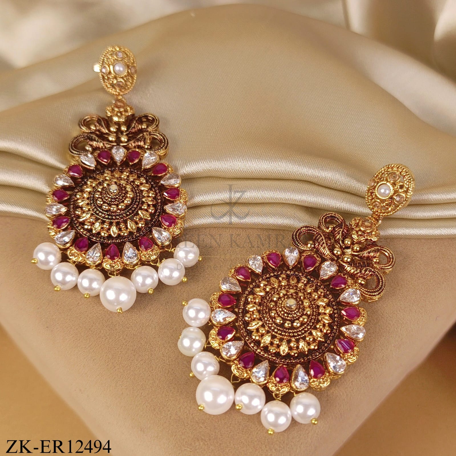 ANTIQUE RUBY EARRINGS WITH PEARLS