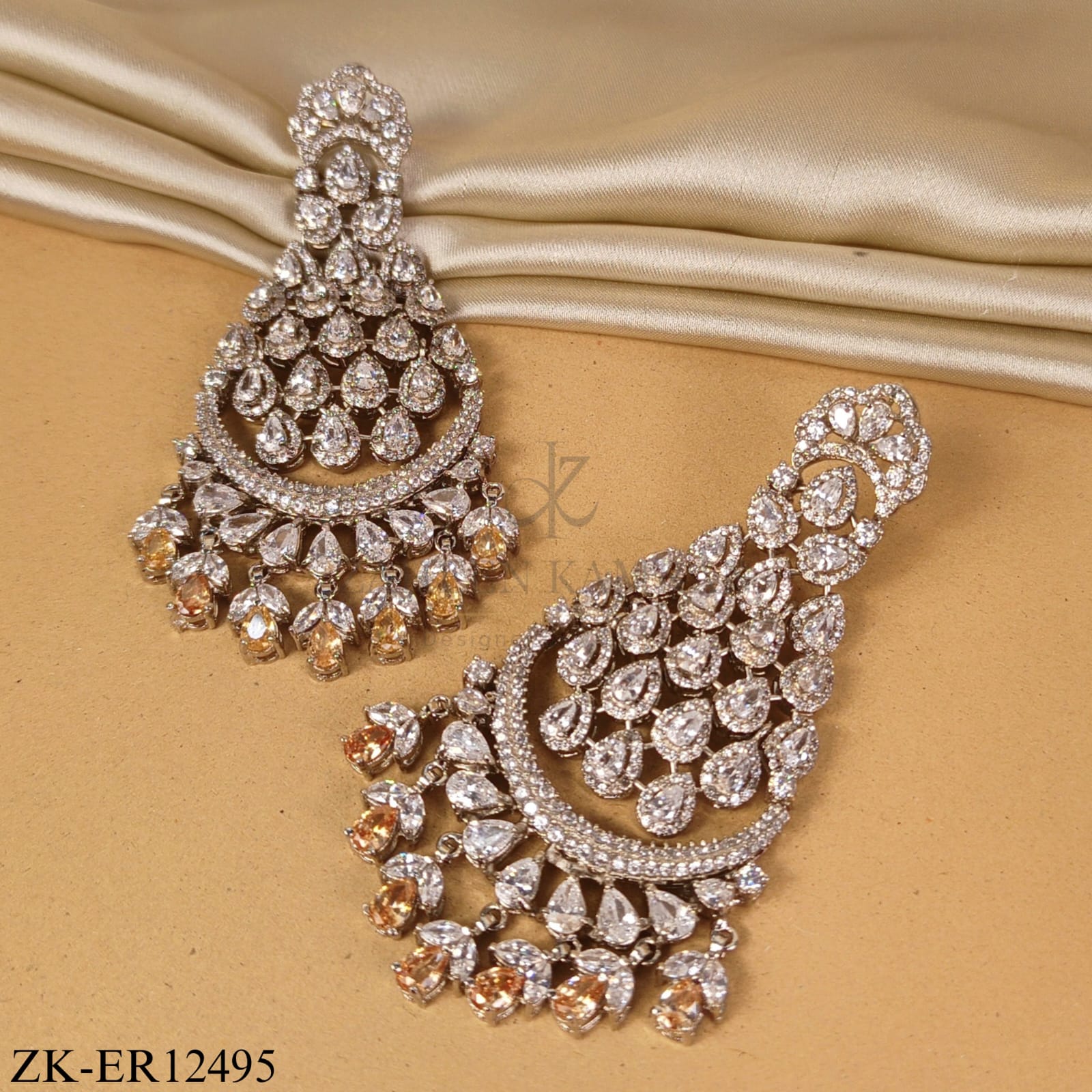 CLEAR AMBER SILVER EARRINGS