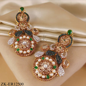 EMERALD KUNDAN CHANDELIER EARRINGS