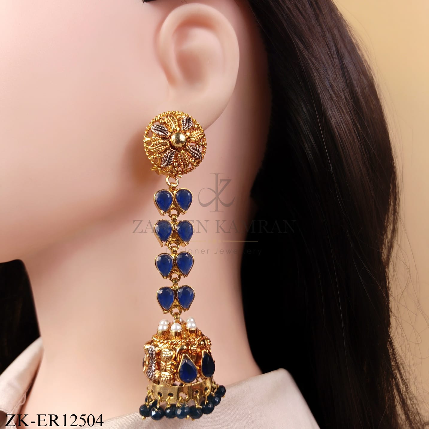 GOLD DUAL LONG SAPPHIRE EARRINGS