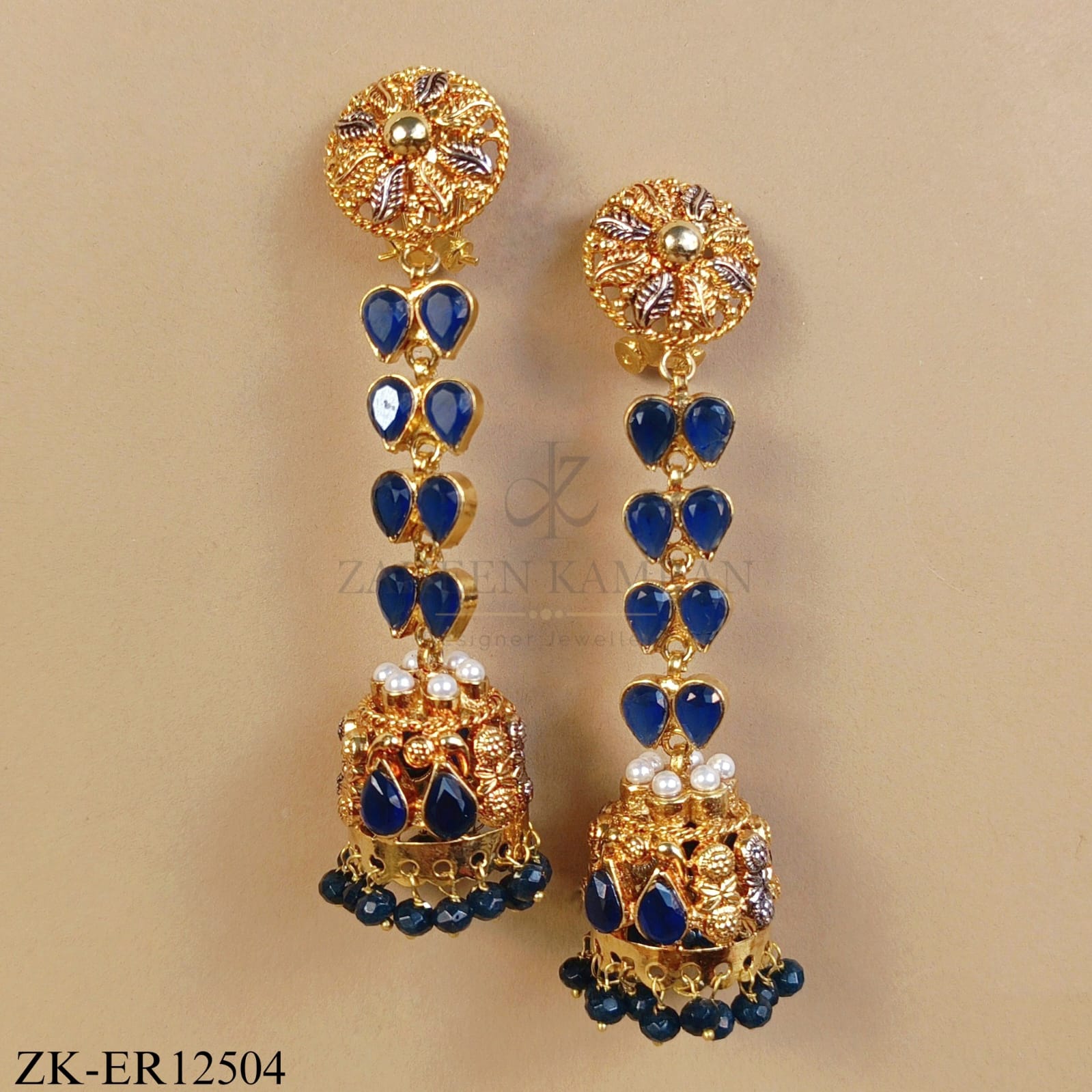GOLD DUAL LONG SAPPHIRE EARRINGS