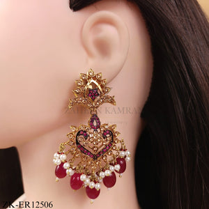 RUBY PEACOCK CHANDELIER EARRINGS