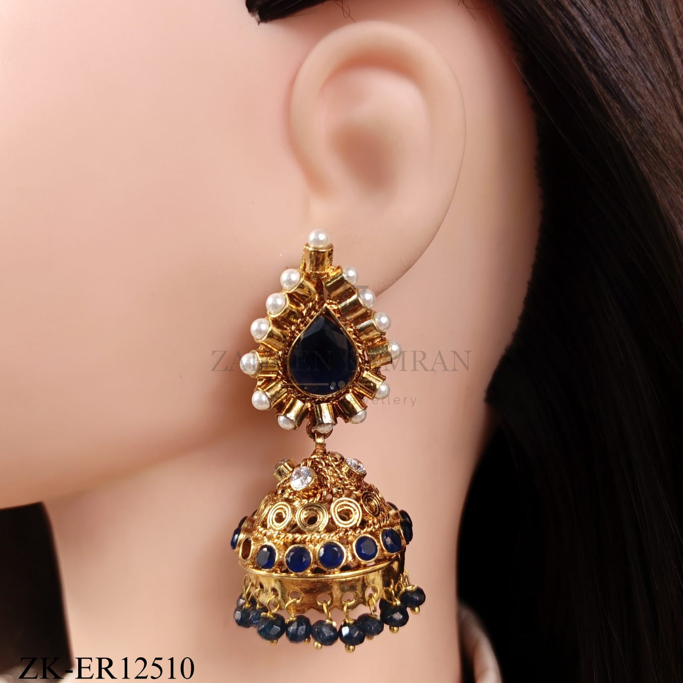 SAPPHIRE TEARDROP CROWN EARRINGS