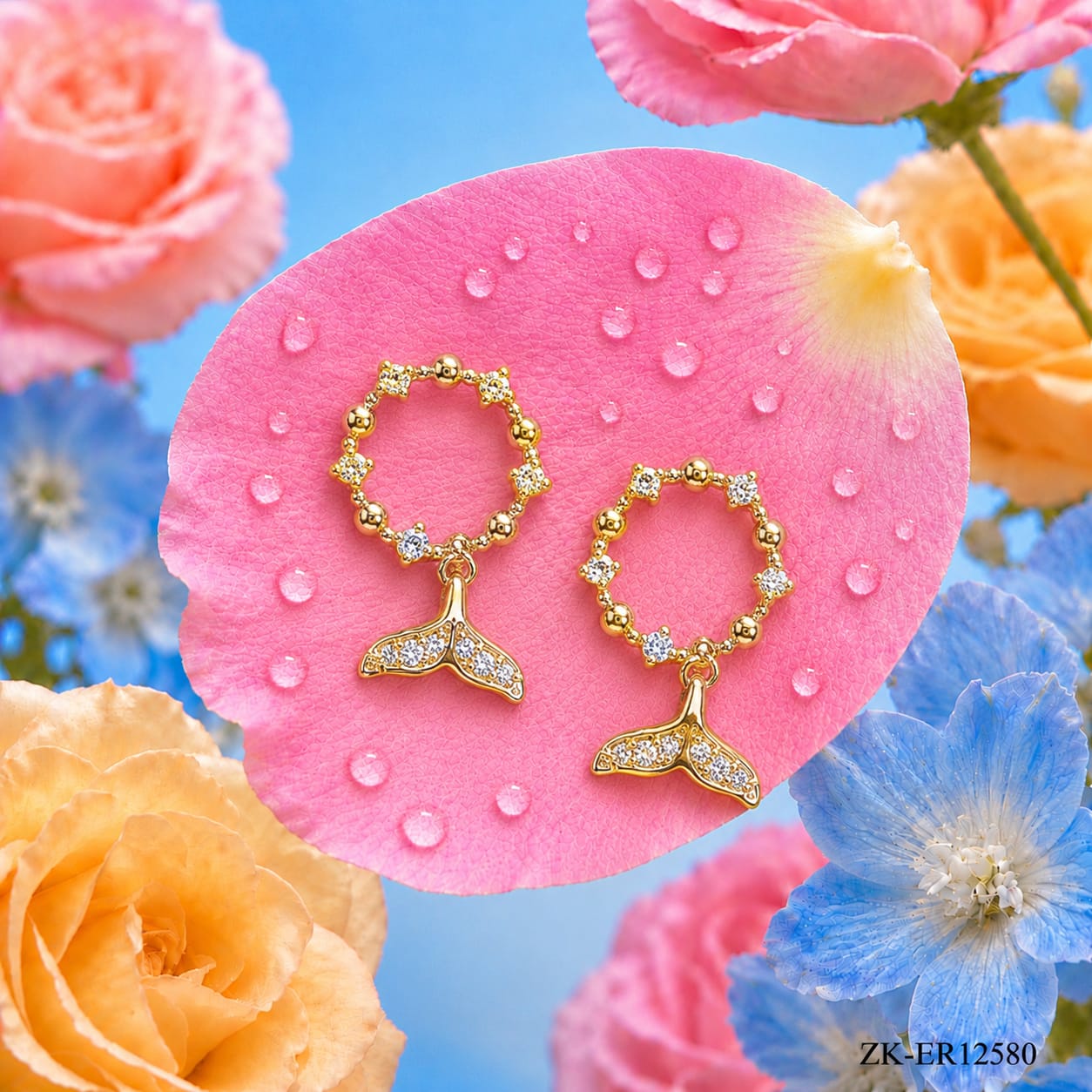 FISH TALE ZIRCONIA EARRINGS