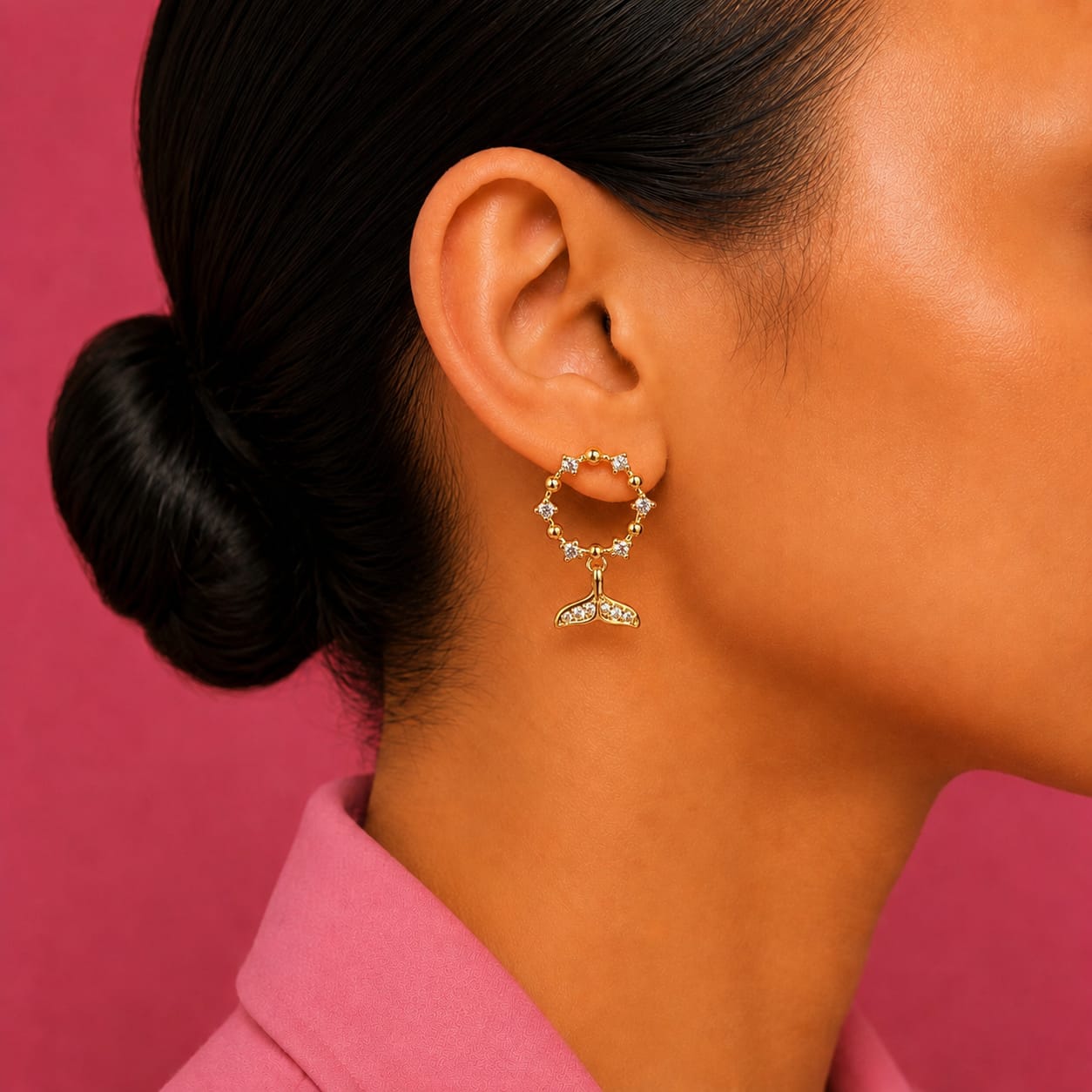 FISH TALE ZIRCONIA EARRINGS
