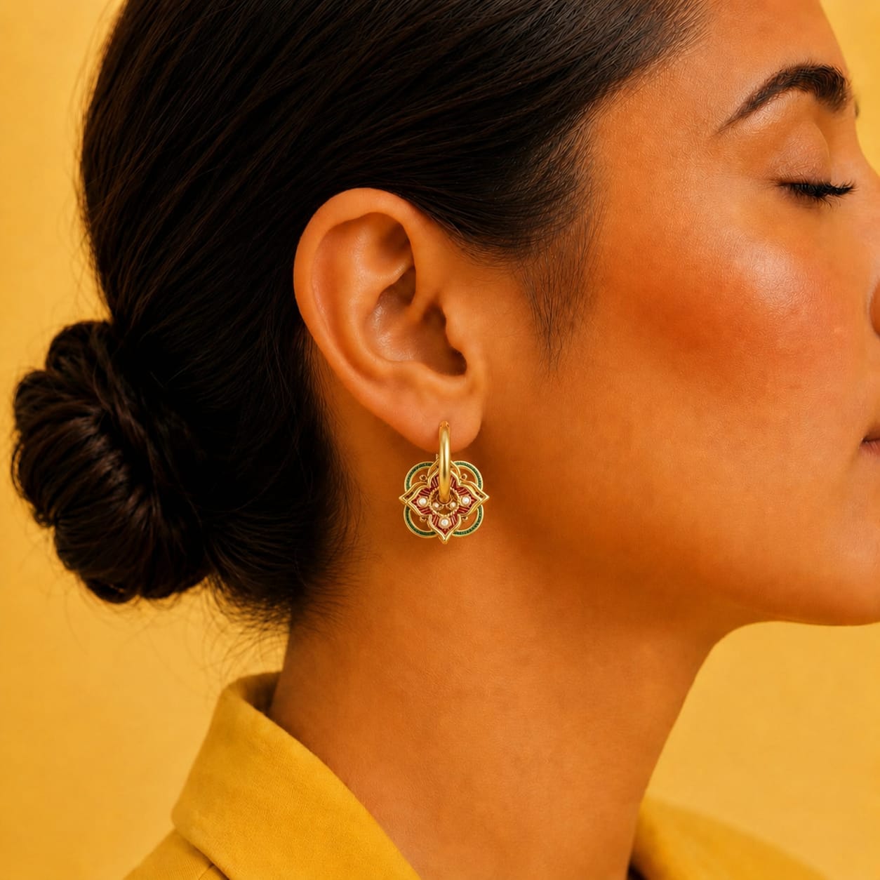 FLORA HOOPS ENAMEL EARRINGS