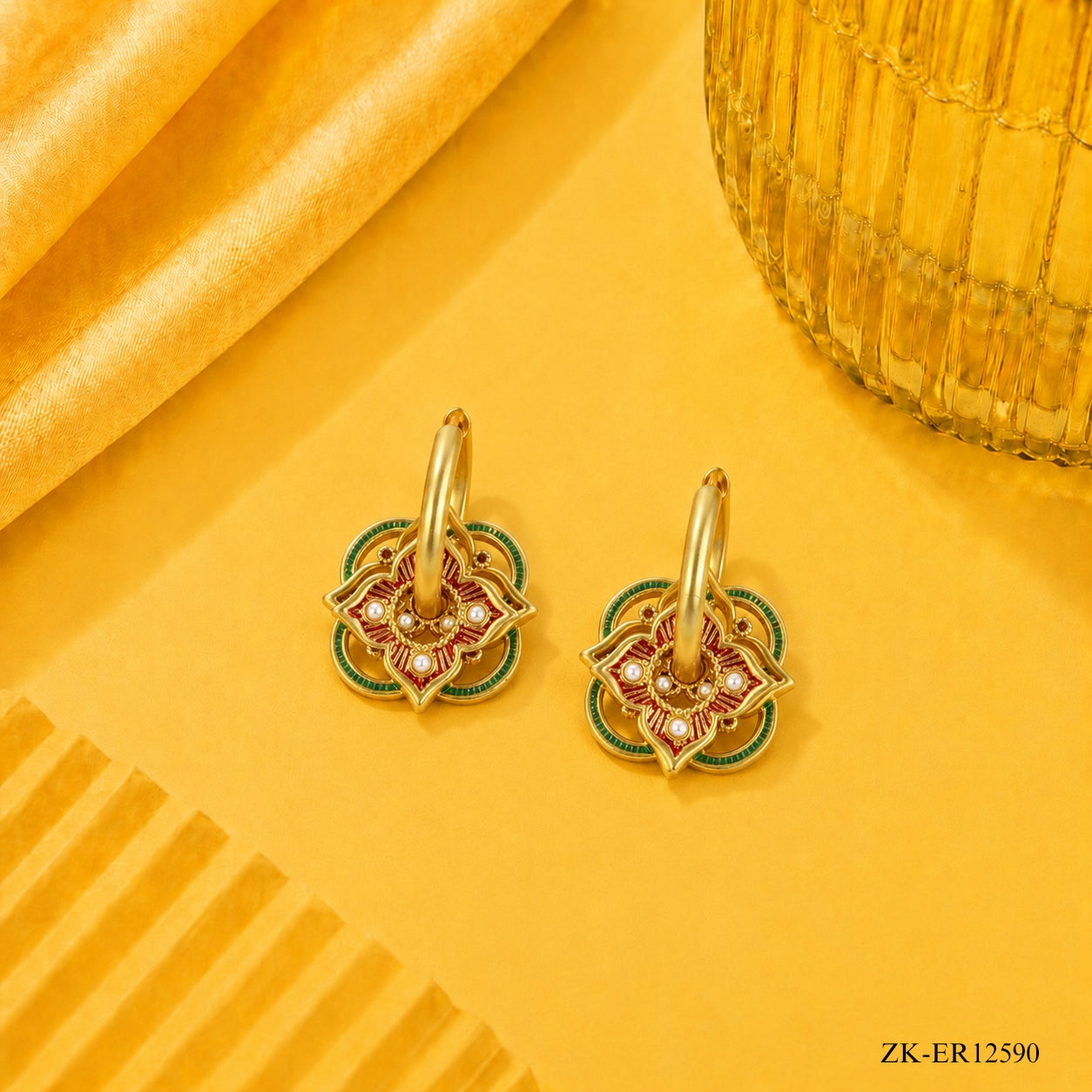 FLORA HOOPS ENAMEL EARRINGS