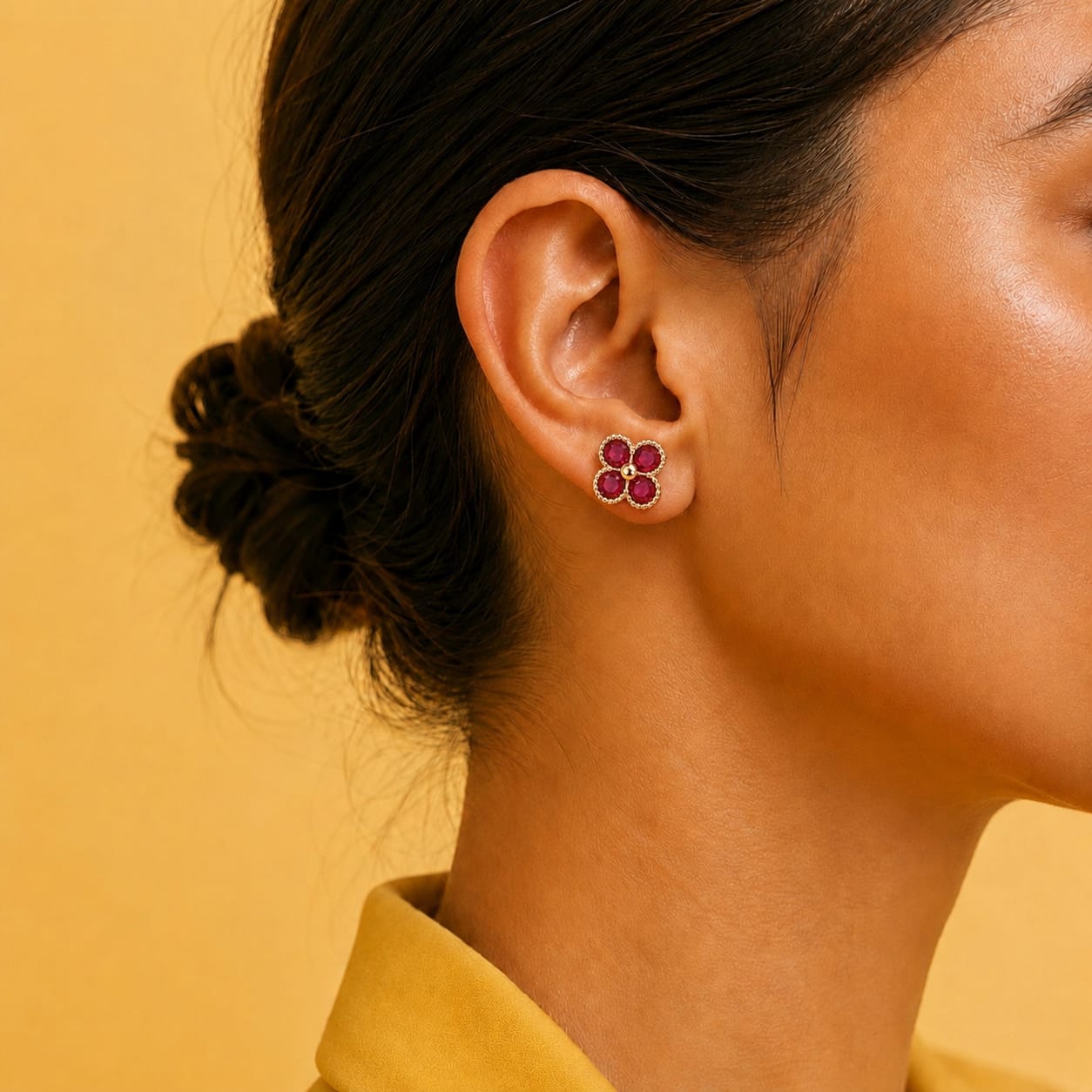 MINI PINK FLORAL EARRINGS