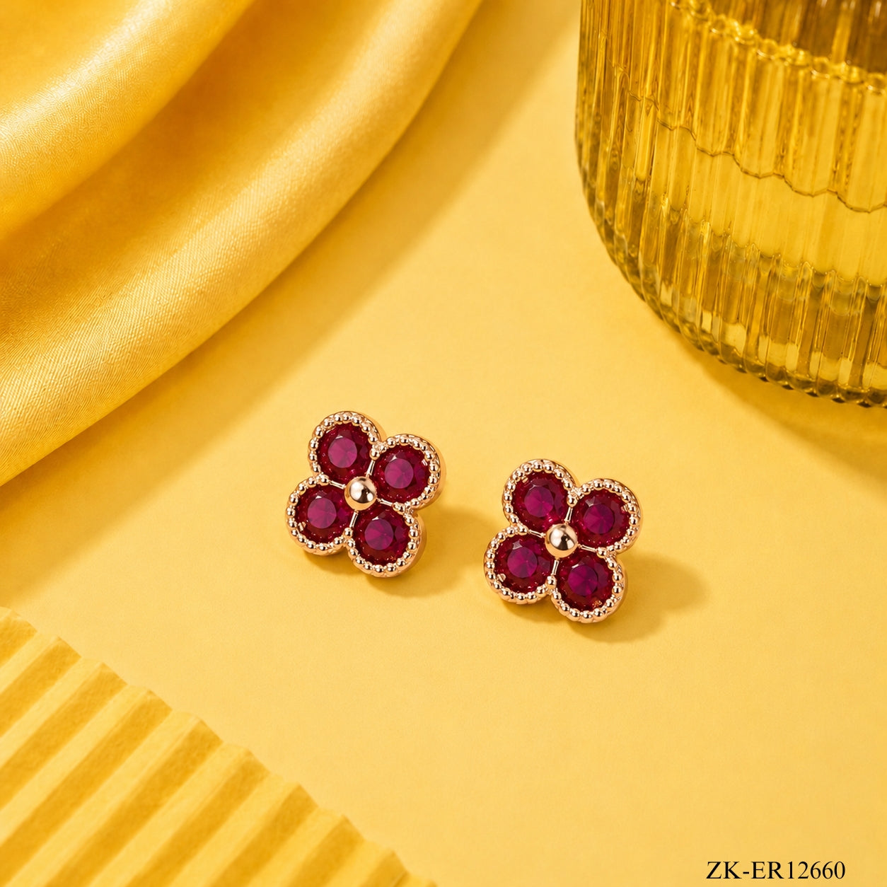 MINI PINK FLORAL EARRINGS