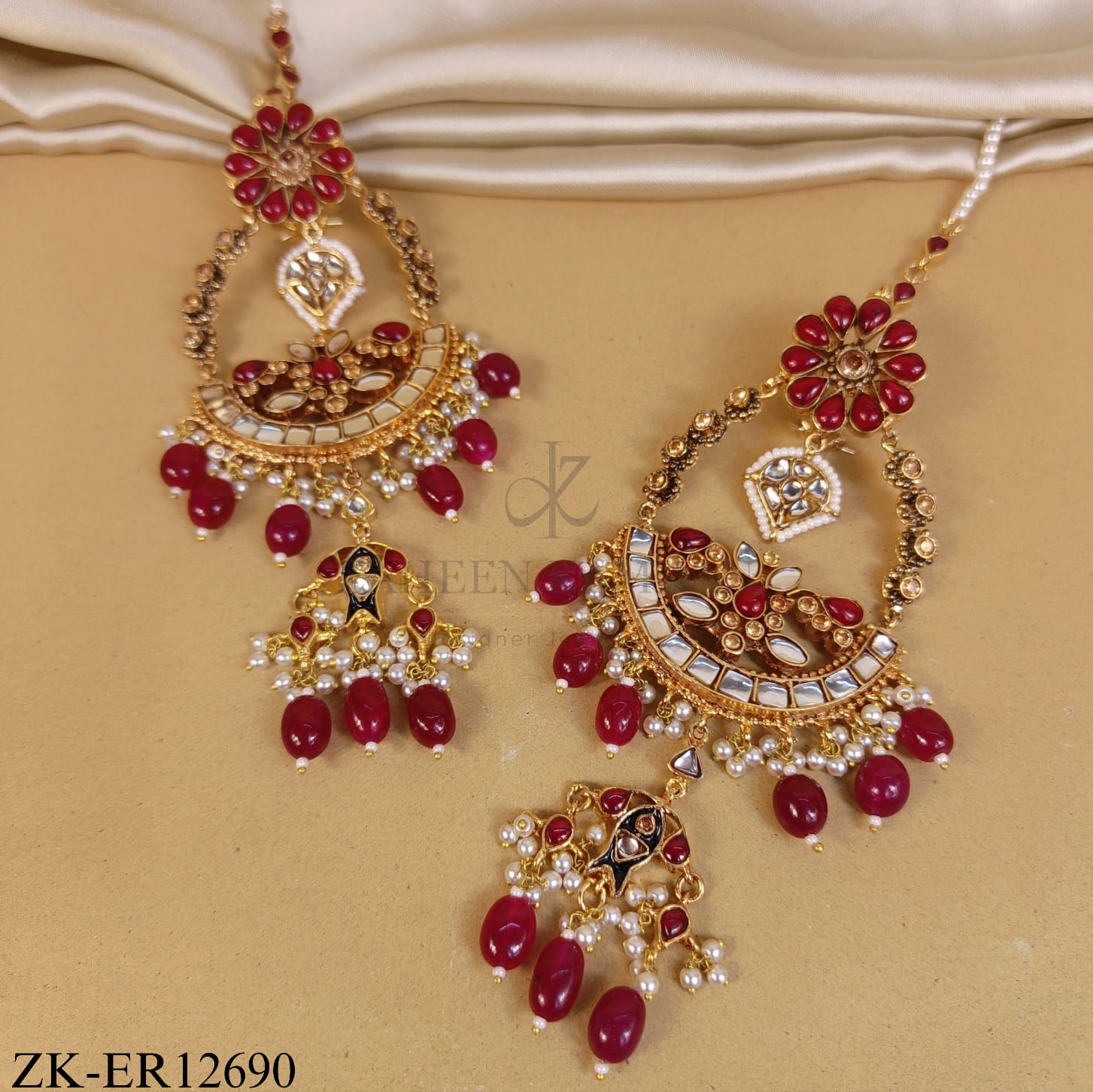 RUBY FLORAL TOP KUNDAN EARRINGS