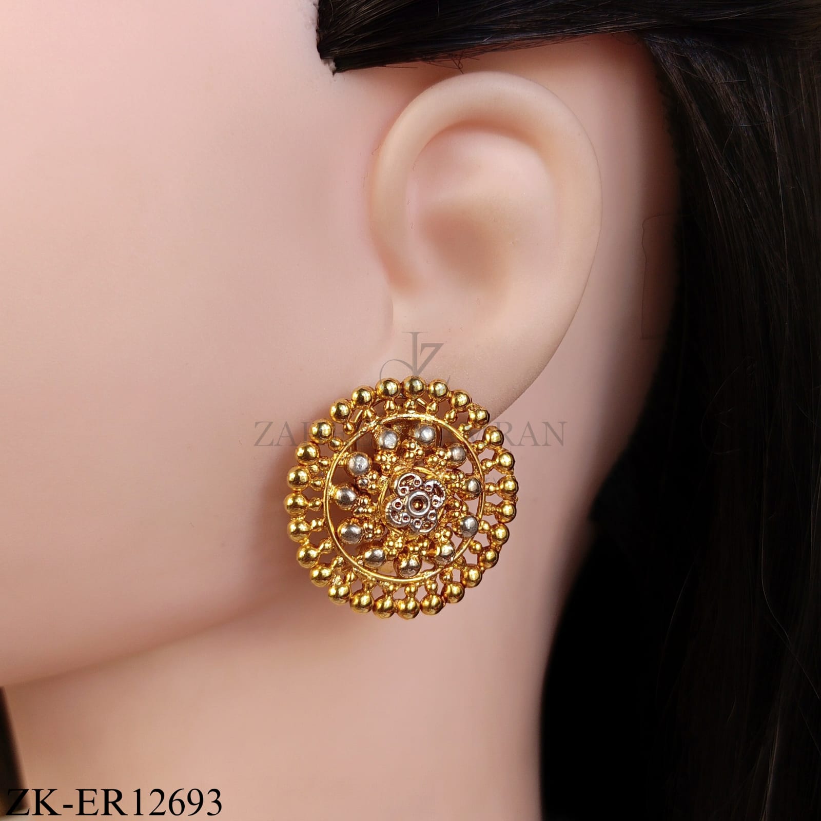 KUNDAN CHANDELIER EARRINGS WITH RUBY DROP