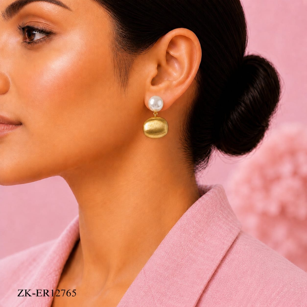 PEARL STUD GOLD DROP EARRINGS
