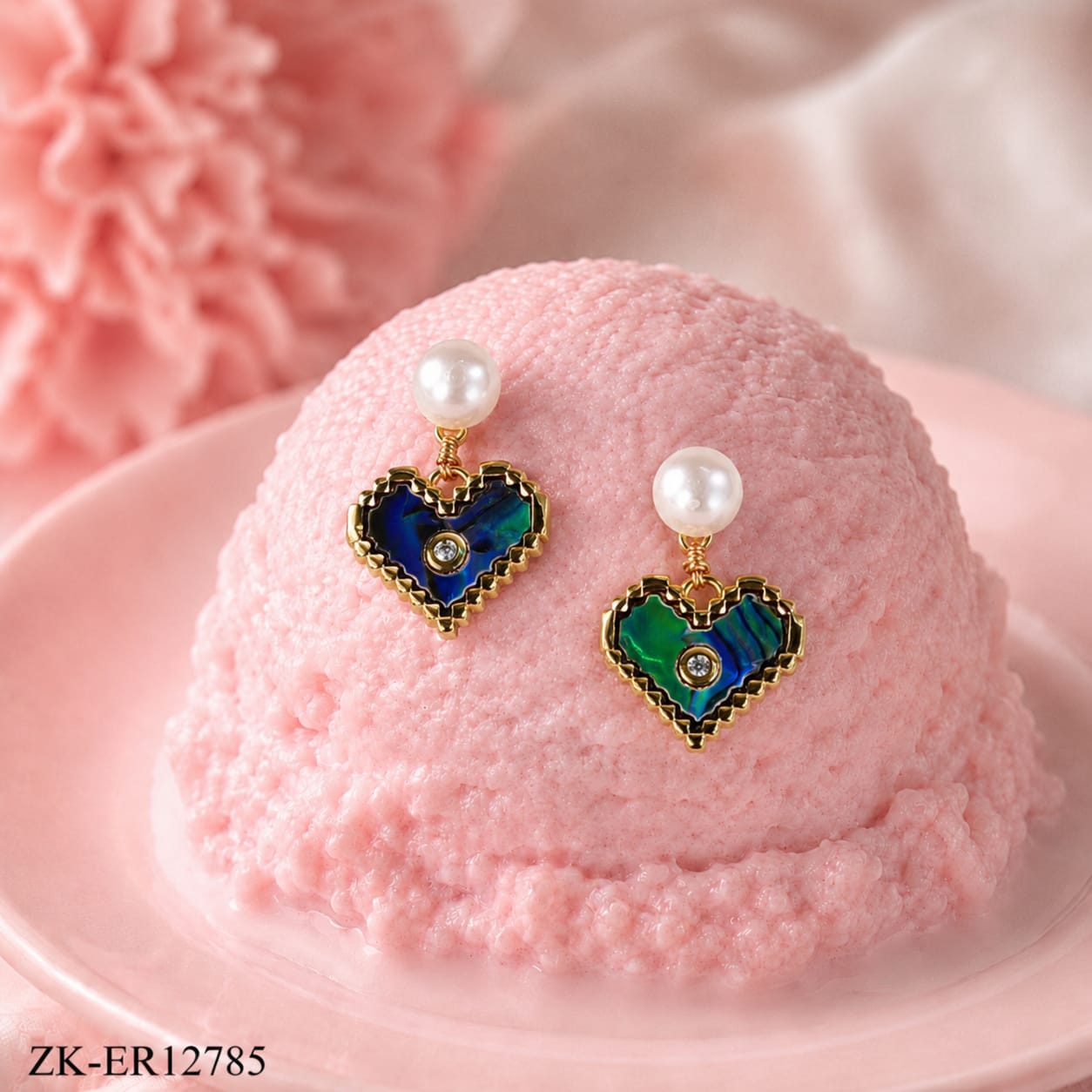 GOLDEN DUAL TONE HEART EARRINGS