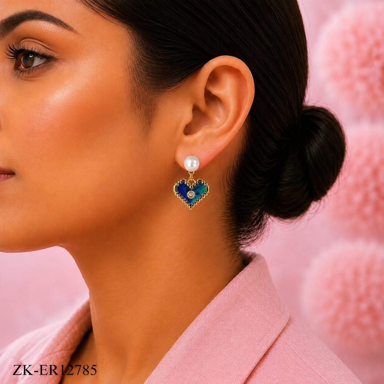 GOLDEN DUAL TONE HEART EARRINGS
