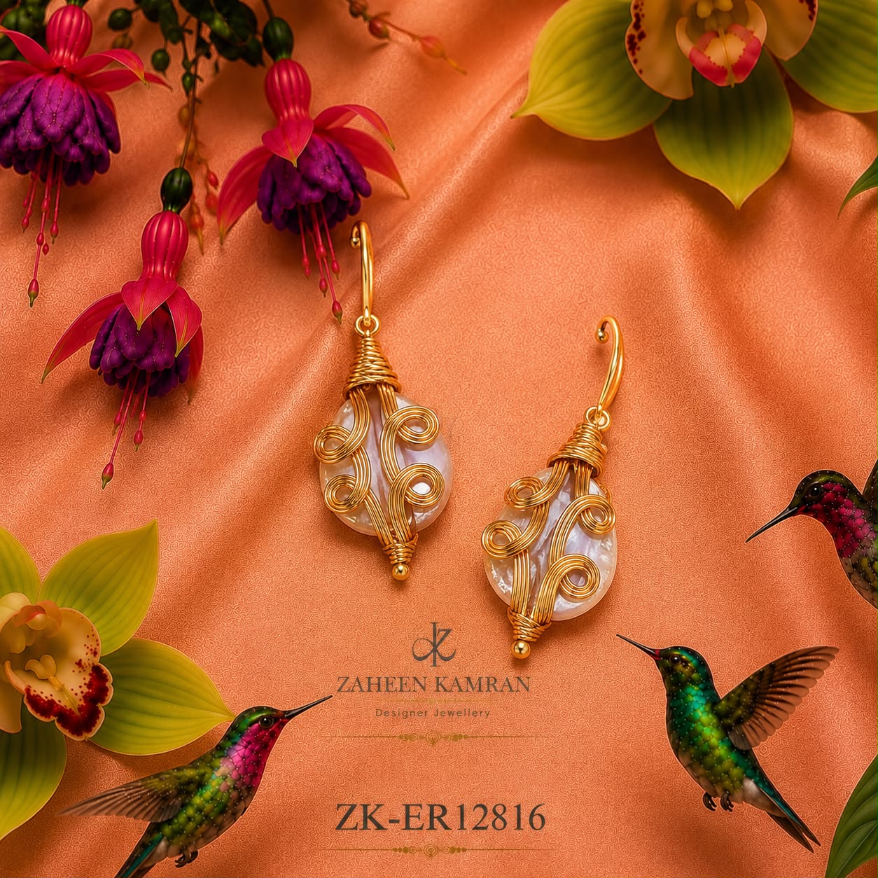 Wire Swirl Pearl Earrings