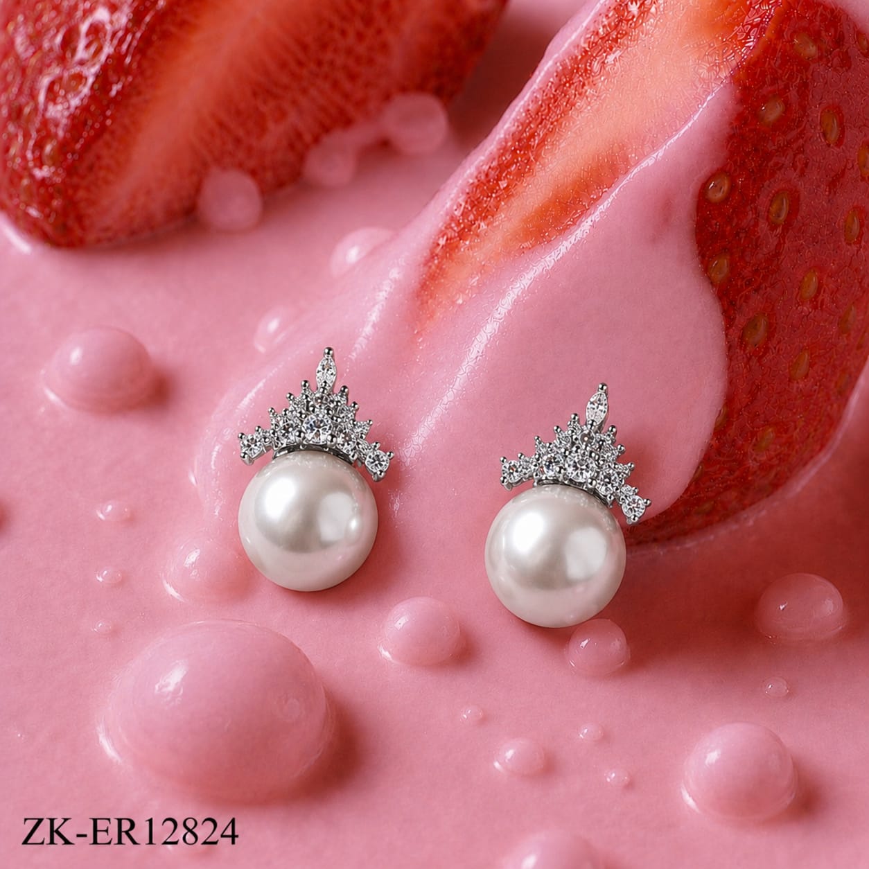SILVER CROWN TOP WITH BIG PEARL EARRINGS