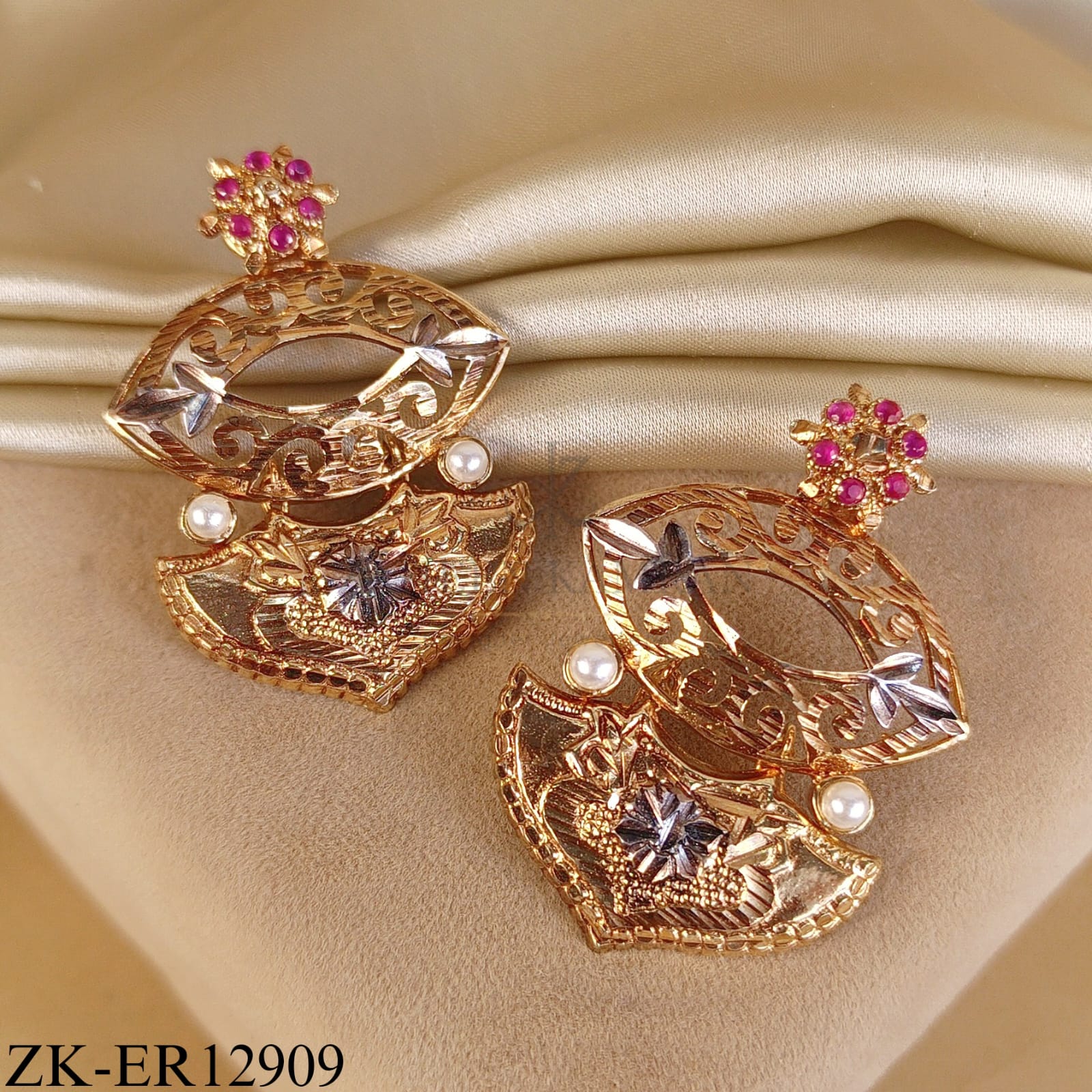 RUBY CUT WORK EARRINGS