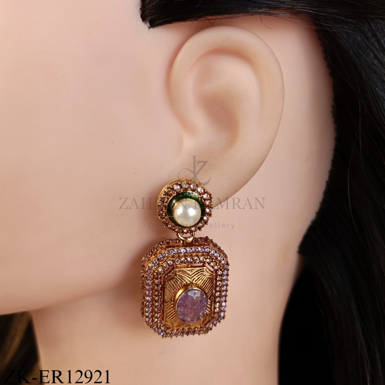 AMETHYST SQUARE EARRINGS