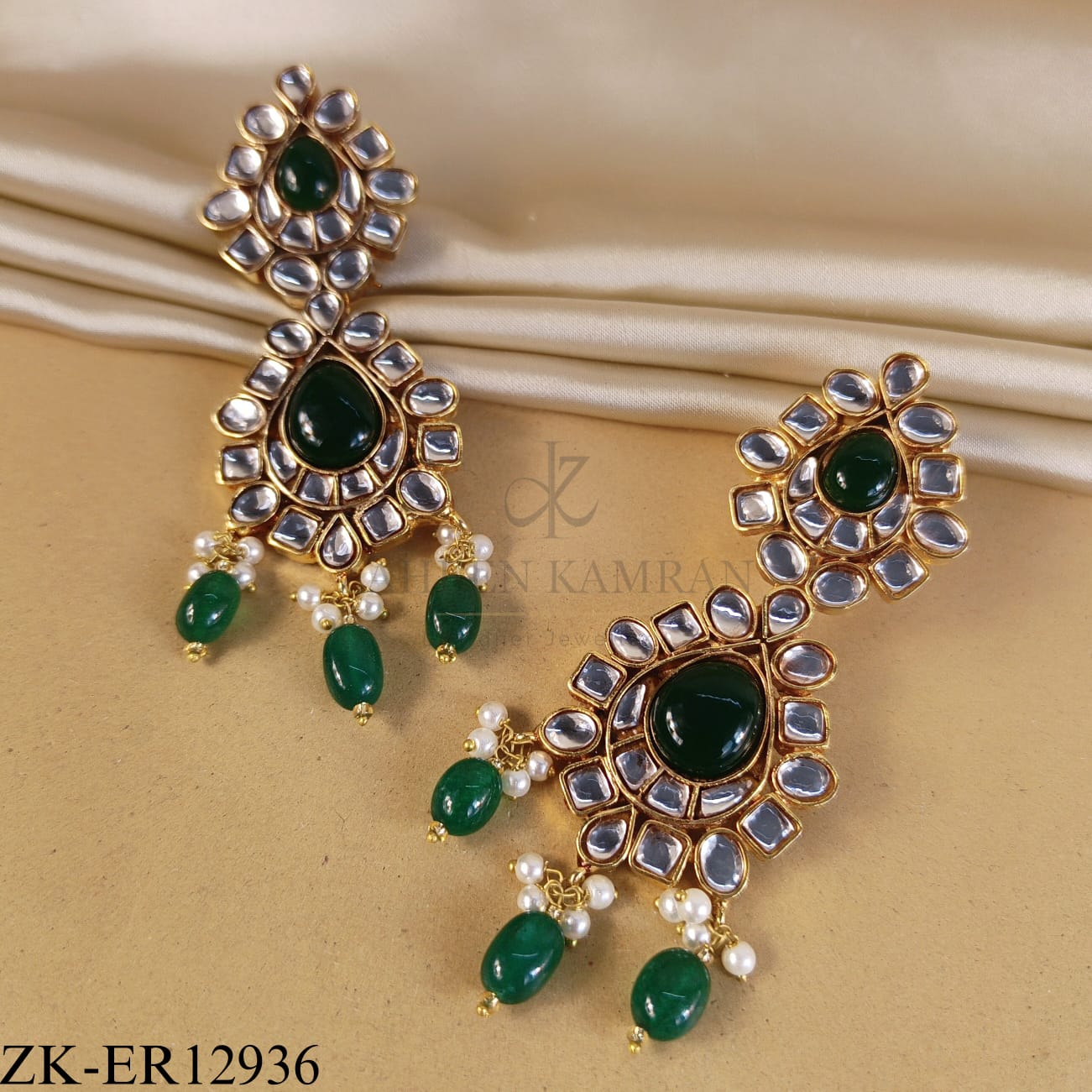 EMERALD KUNDAN EARRINGS