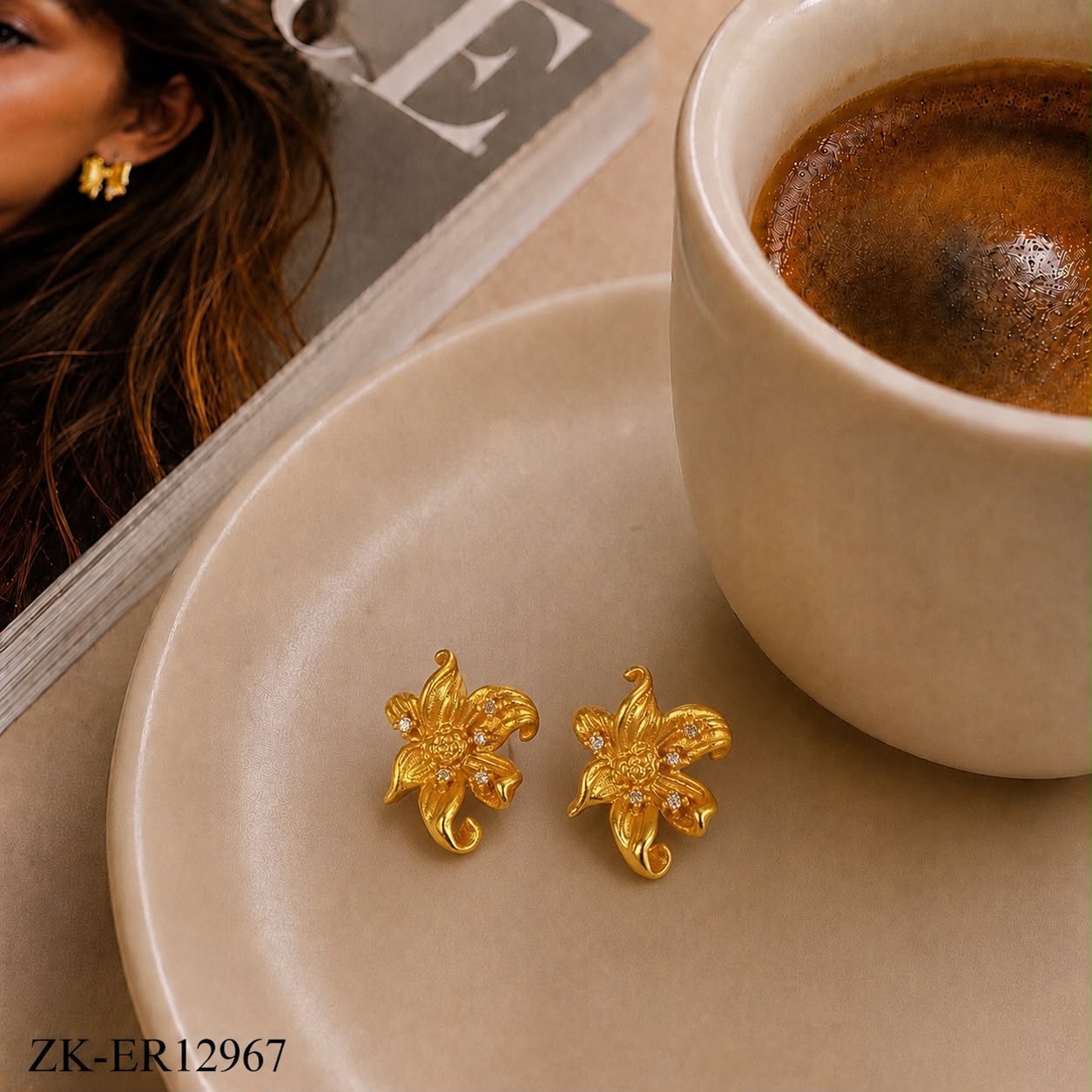 FLORAL ZIRCONIAN EARRINGS