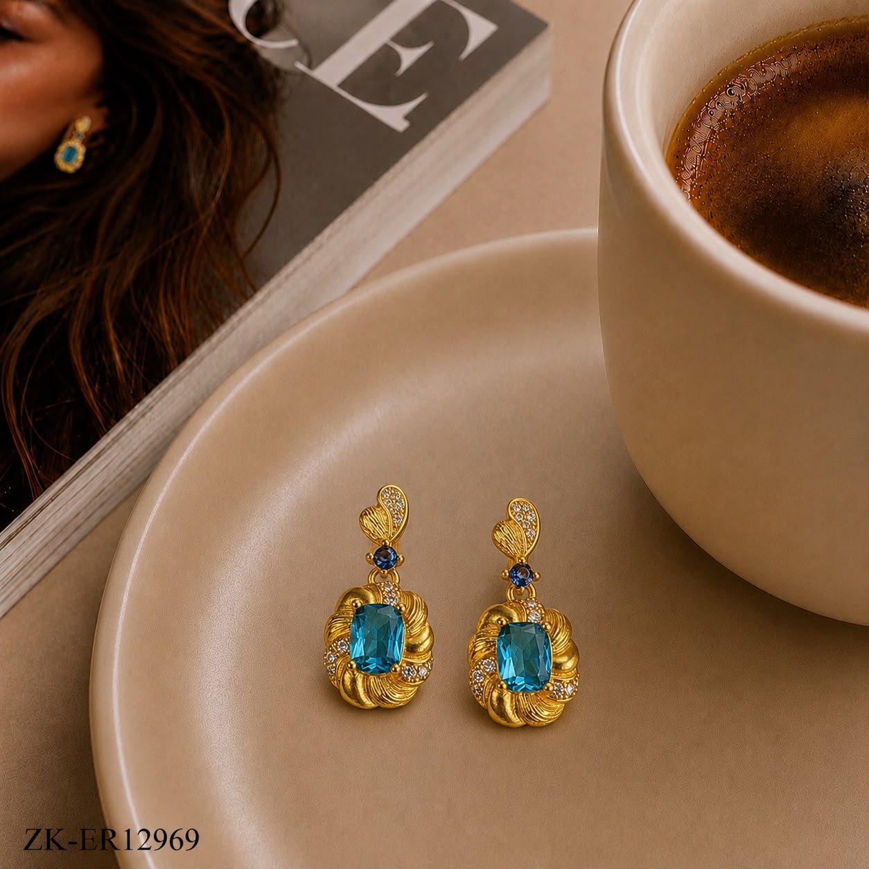 BLUE FLORAL EARRINGS