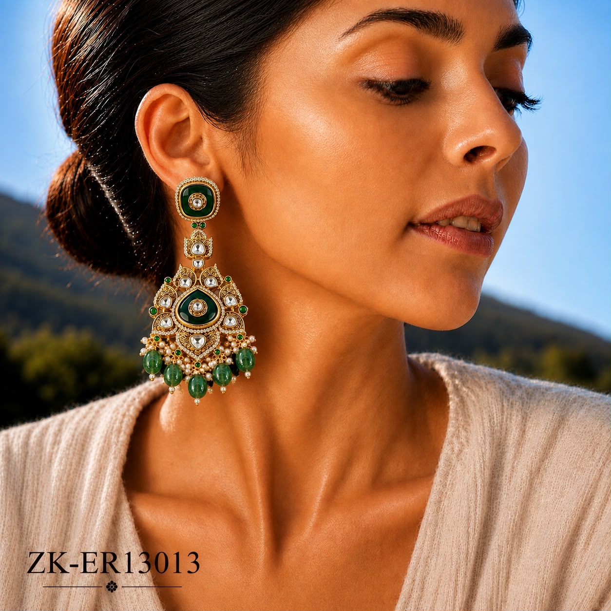 EMERALD SHEESH EARRINGS