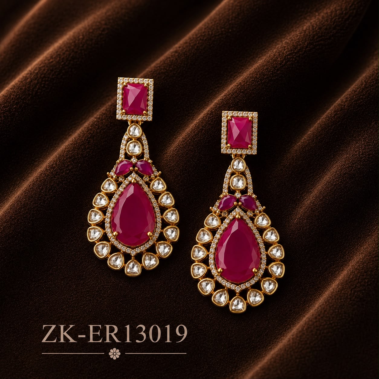 SOFT RUBY KUNDAN EARRINGS
