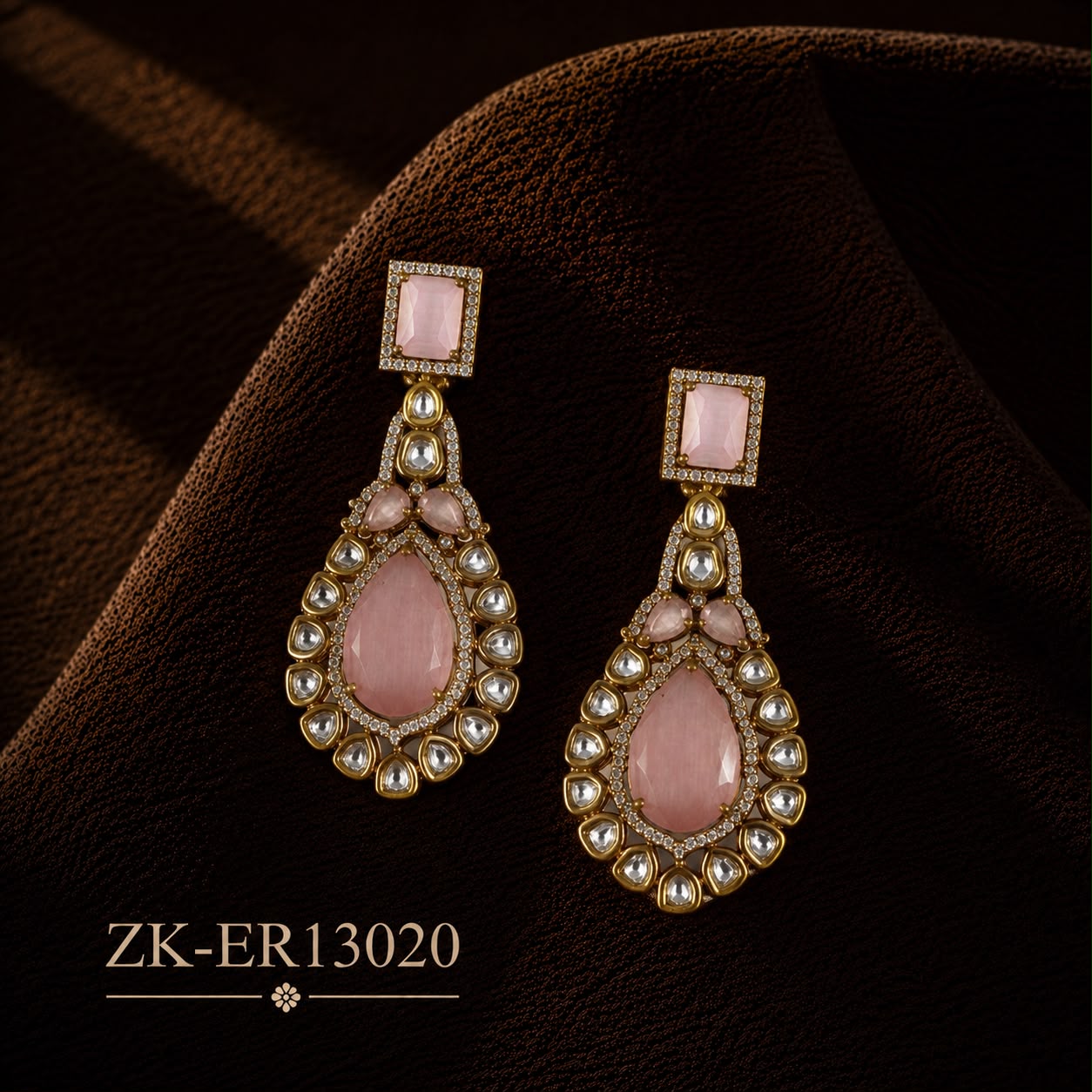 SOFT PINK KUNDAN EARRINGS