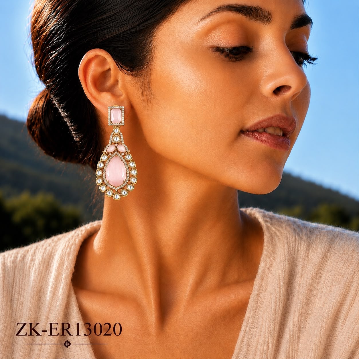 SOFT PINK KUNDAN EARRINGS