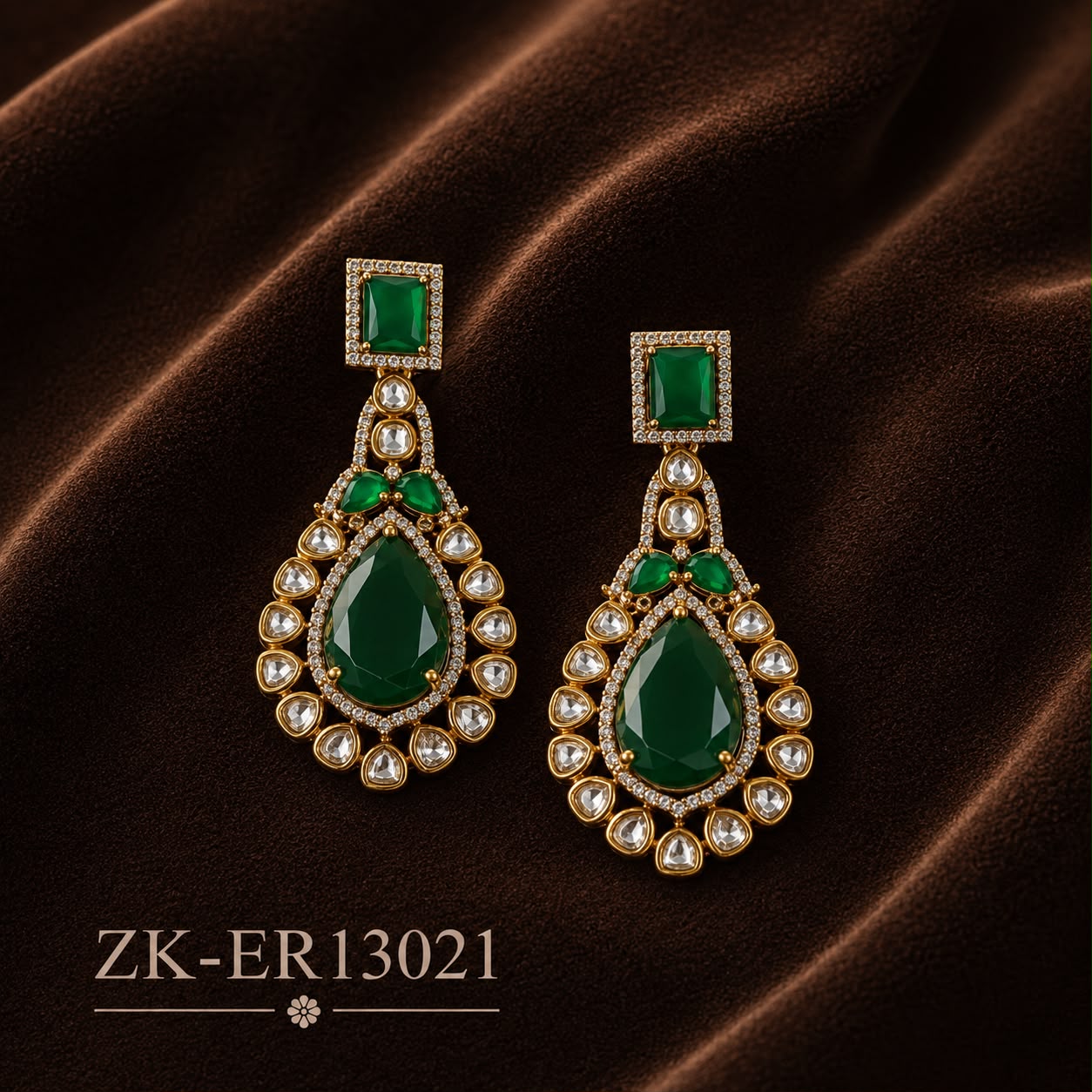 EMERALD KUNDAN EARRINGS