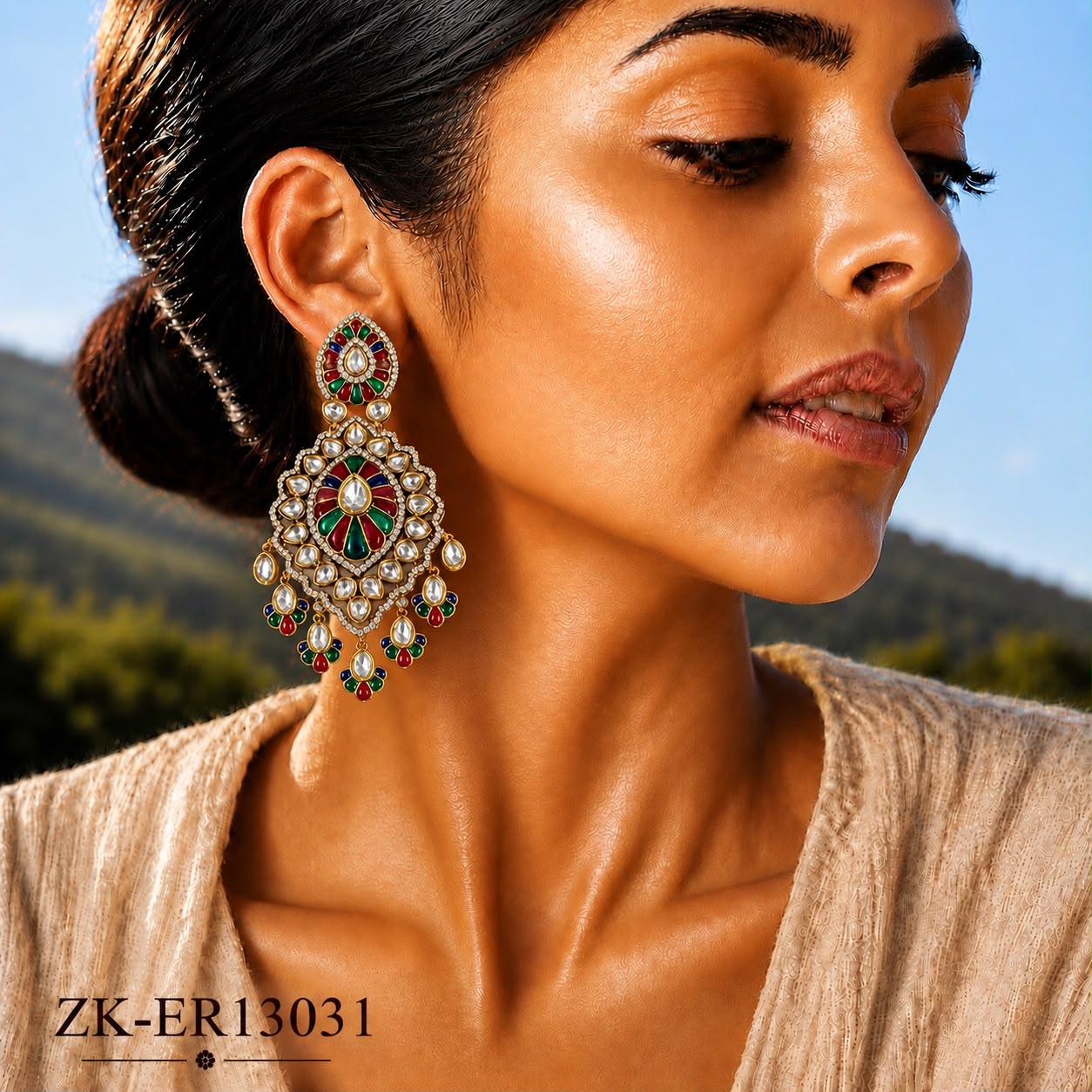 MULTI KUNDAN EARRINGS