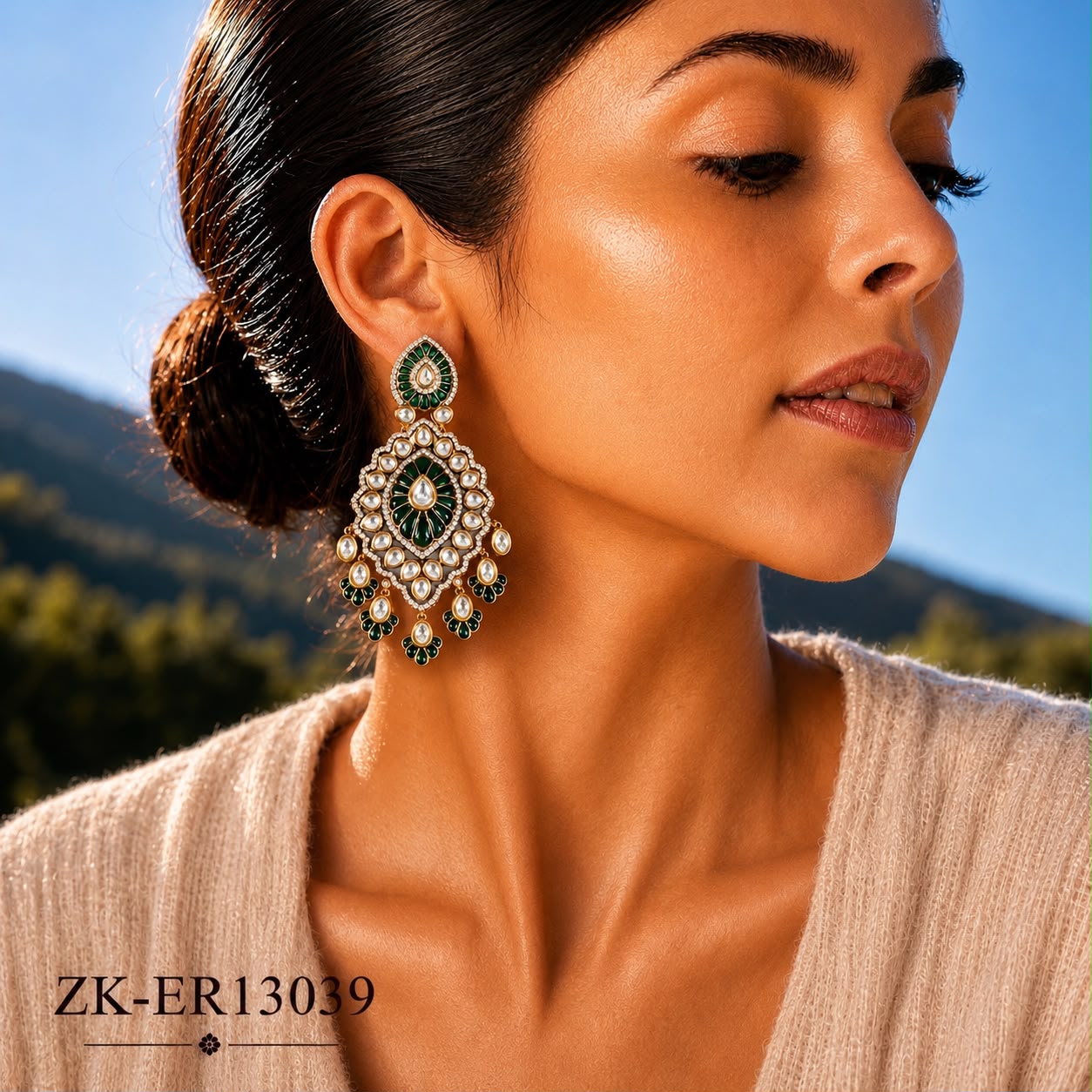 EMERALD KUNDAN EARRINGS
