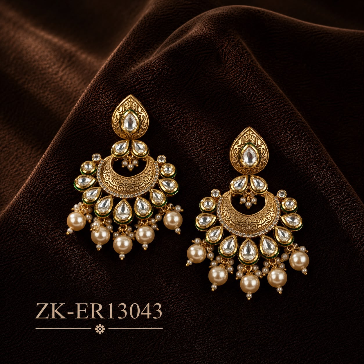HALF-MOON KUNDAN EARRINGS