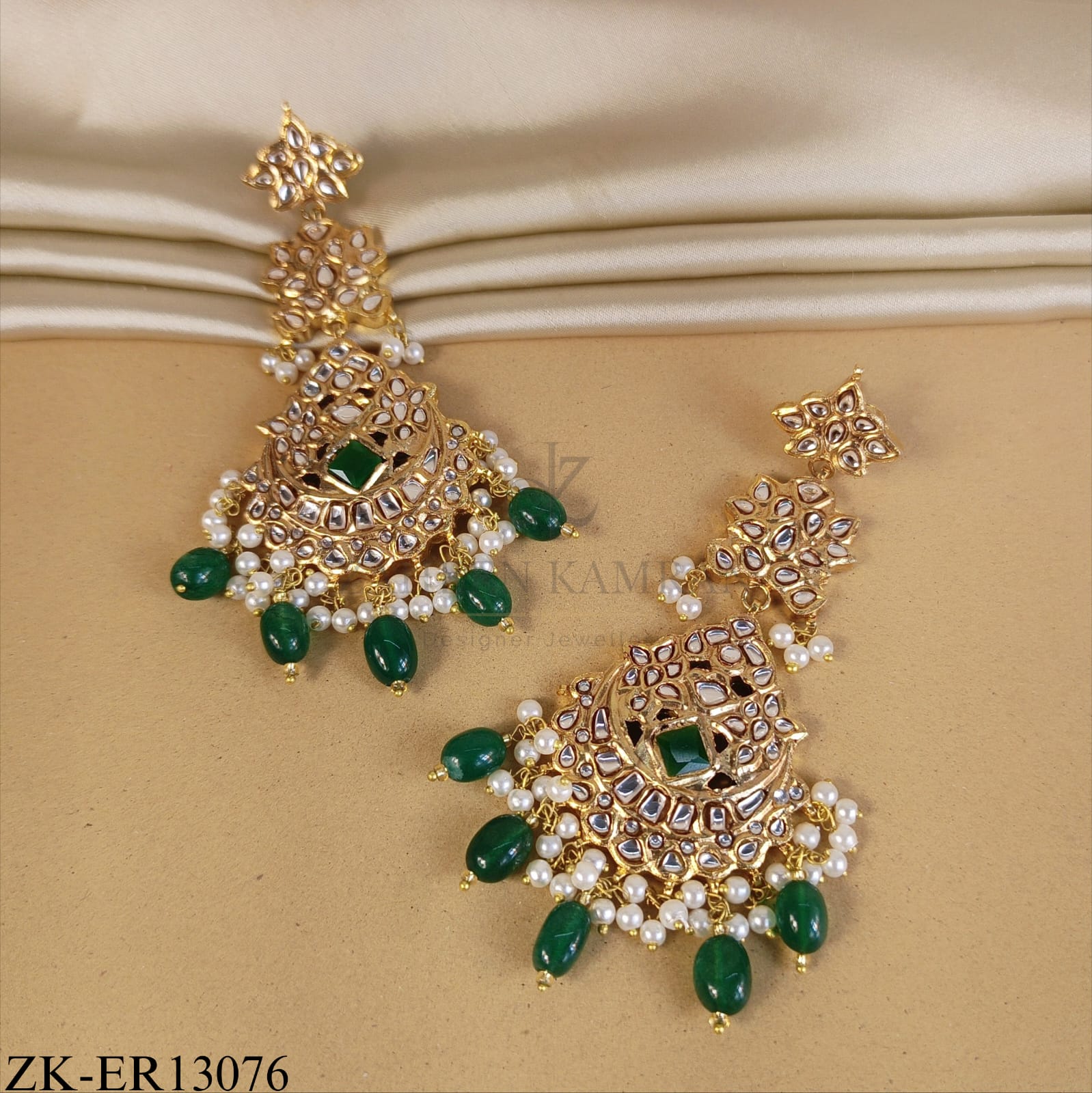EMERALD KUNDAN EARRINGS