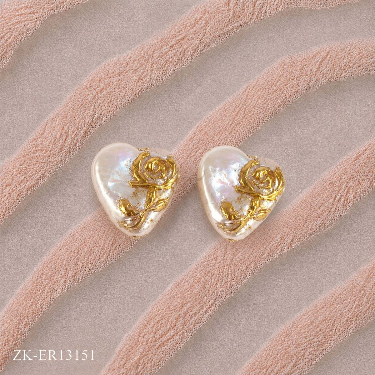 HEART ROSE ART EARRINGS